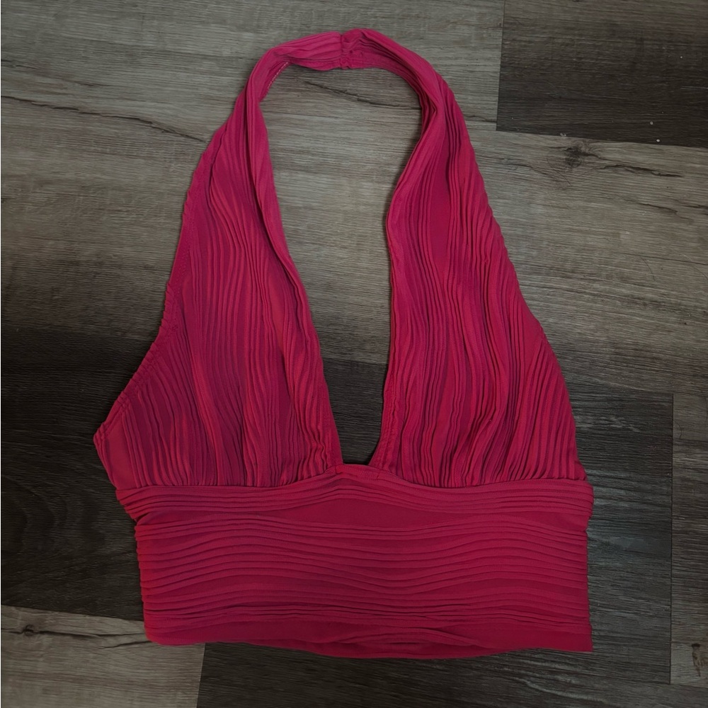 Pink Cropped Halter Top